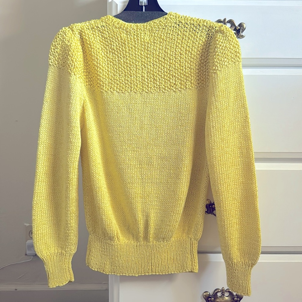Vintage 80’s Nannell Lemon-Yellow V-Neck Sweater - Picture 2 of 4